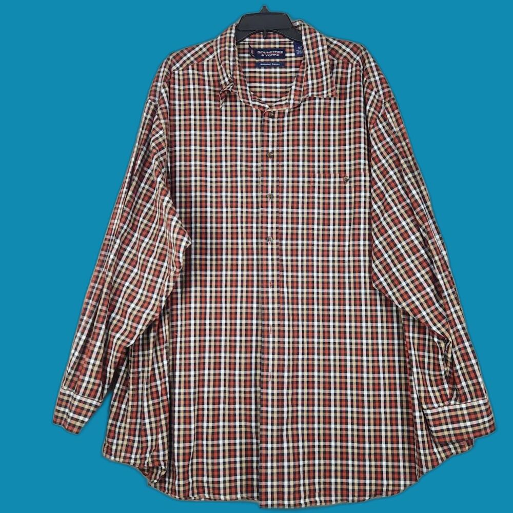 Roundtree & Yorke Men's Plaid Shirt Size 4XLT Big & Tall Preppy